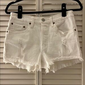 Y2K Levi's White Distressed Jean Shorts